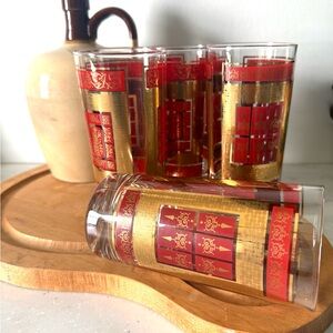 Vintage 1960’s Libby red and 22k gold mcm glasses